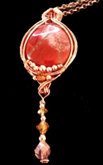 red jasper pendant with crystal dangle